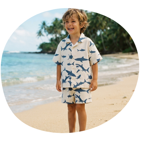 Camisa infantil con estampado de tiburones